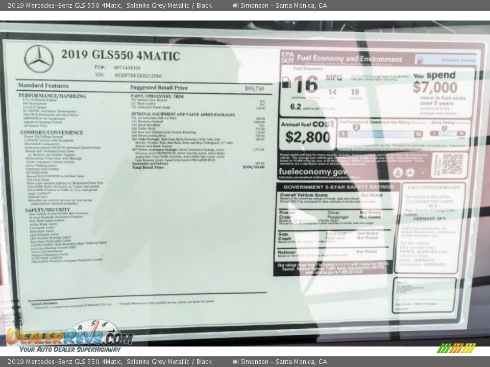 2019 Mercedes-Benz GLS 550 4Matic Selenite Grey Metallic / Black Photo #10