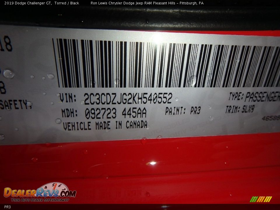 Dodge Color Code PR3 Torred