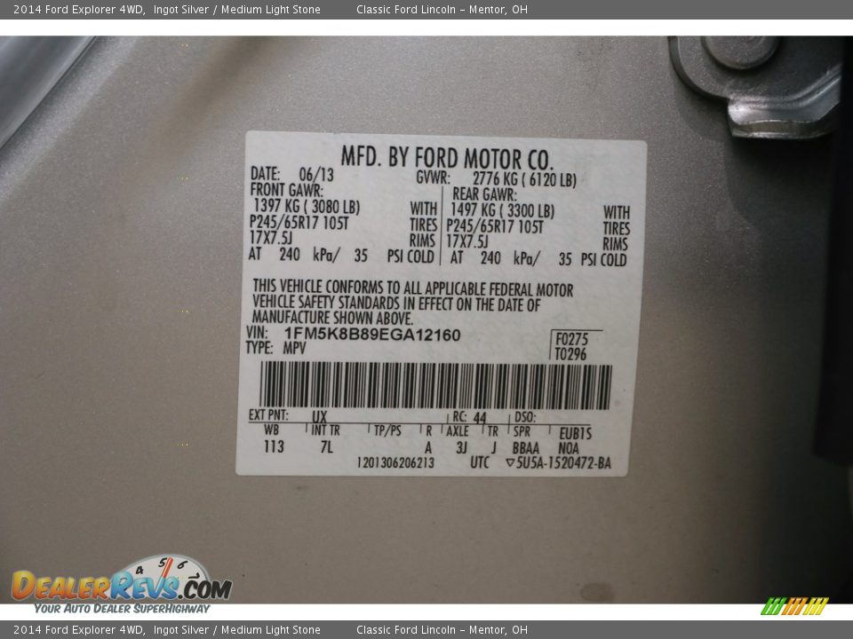 2014 Ford Explorer 4WD Ingot Silver / Medium Light Stone Photo #21