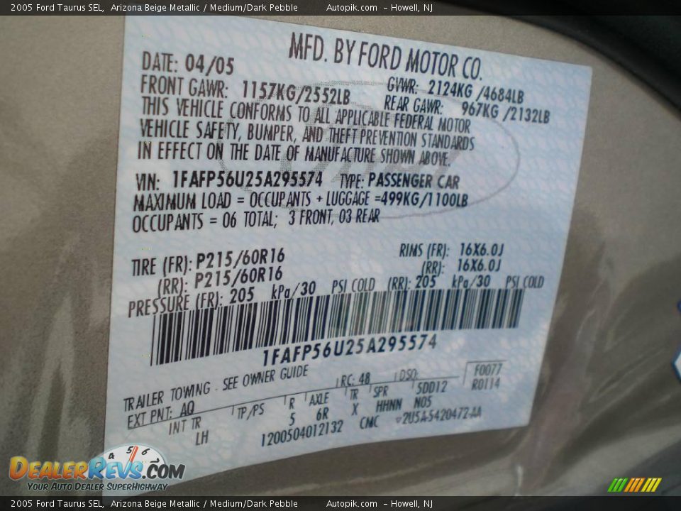 2005 Ford Taurus SEL Arizona Beige Metallic / Medium/Dark Pebble Photo #18