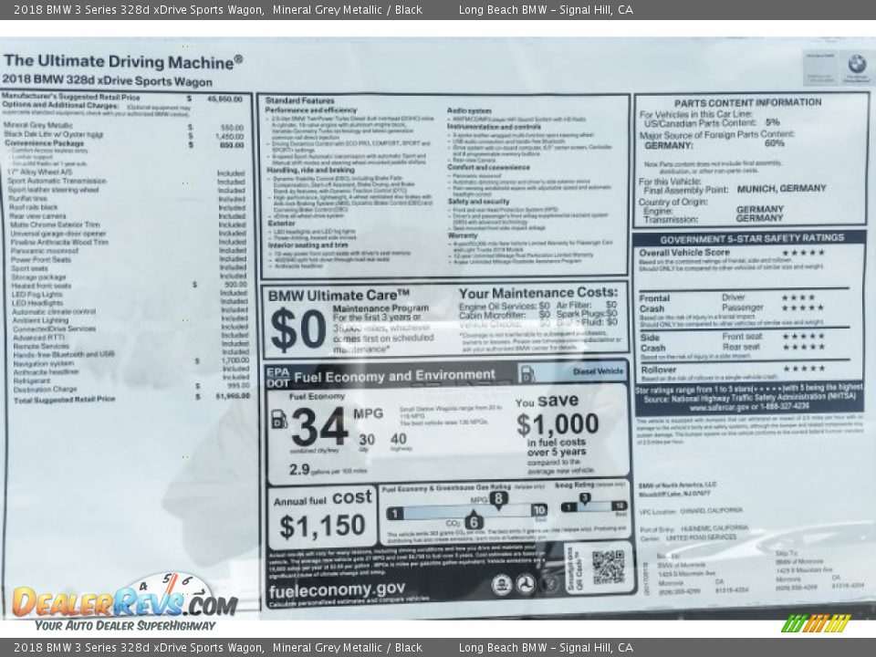 2018 BMW 3 Series 328d xDrive Sports Wagon Window Sticker Photo #10