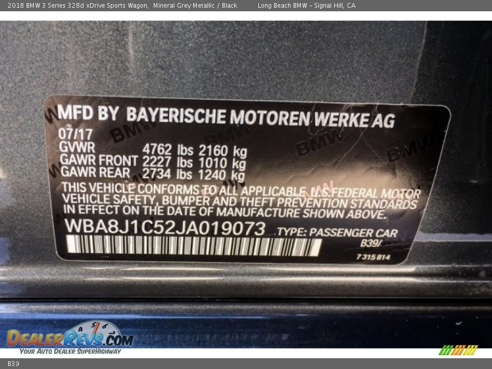 BMW Color Code B39 Mineral Grey Metallic