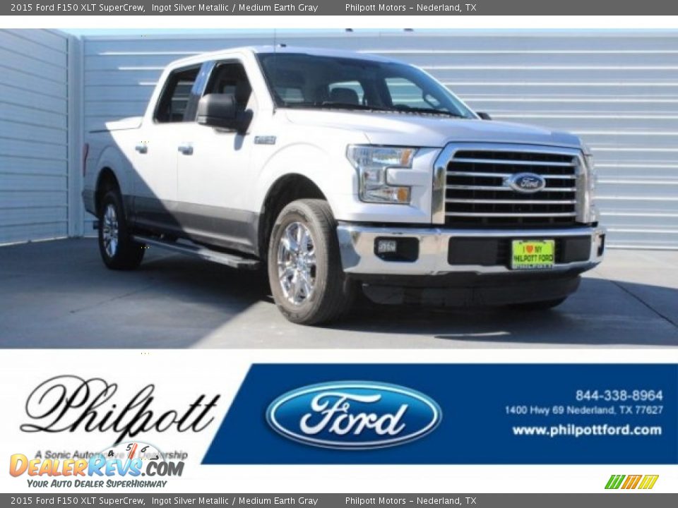 2015 Ford F150 XLT SuperCrew Ingot Silver Metallic / Medium Earth Gray Photo #1