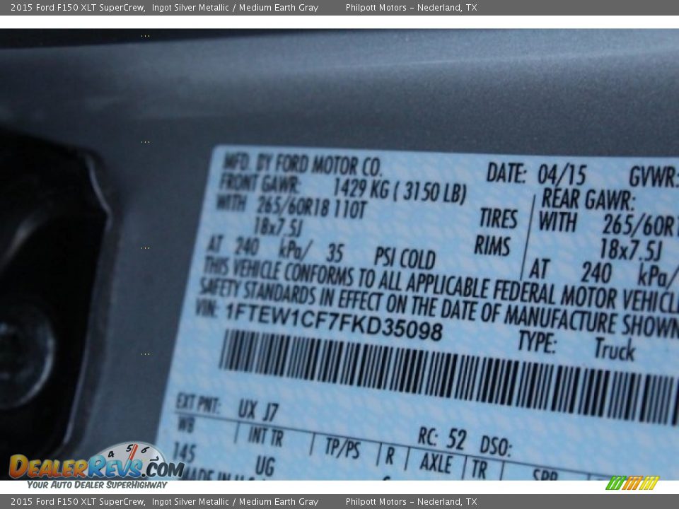 2015 Ford F150 XLT SuperCrew Ingot Silver Metallic / Medium Earth Gray Photo #36