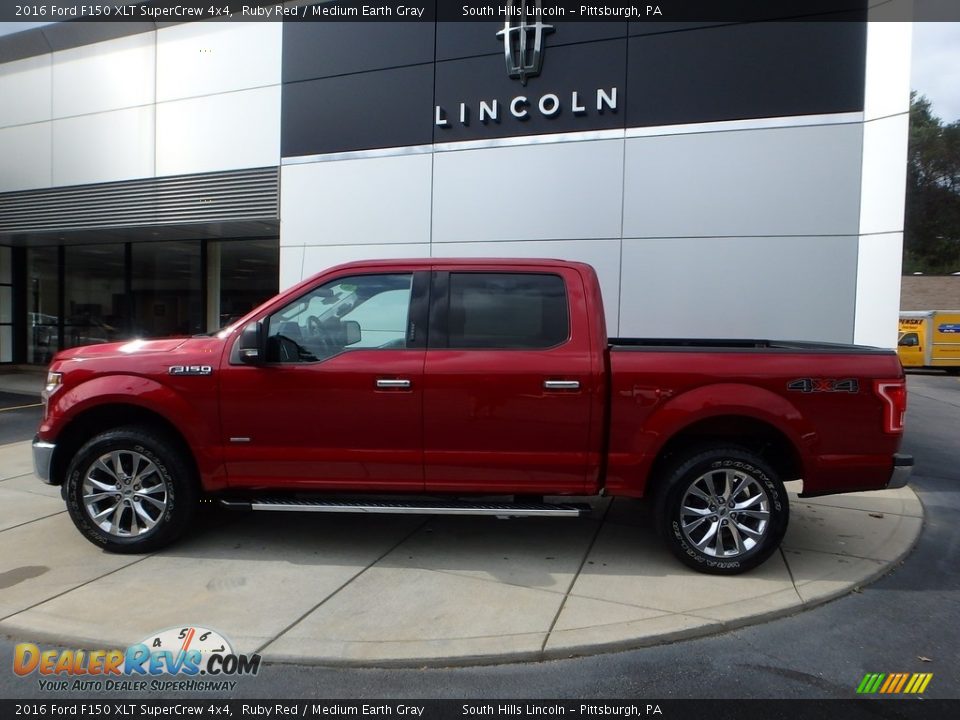 2016 Ford F150 XLT SuperCrew 4x4 Ruby Red / Medium Earth Gray Photo #2