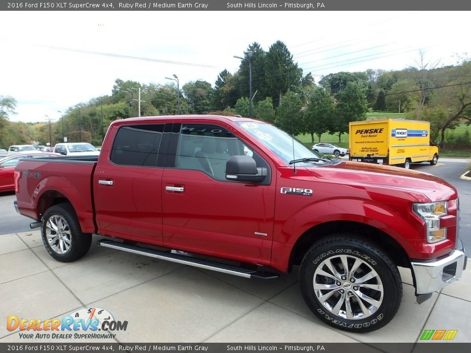2016 Ford F150 XLT SuperCrew 4x4 Ruby Red / Medium Earth Gray Photo #6