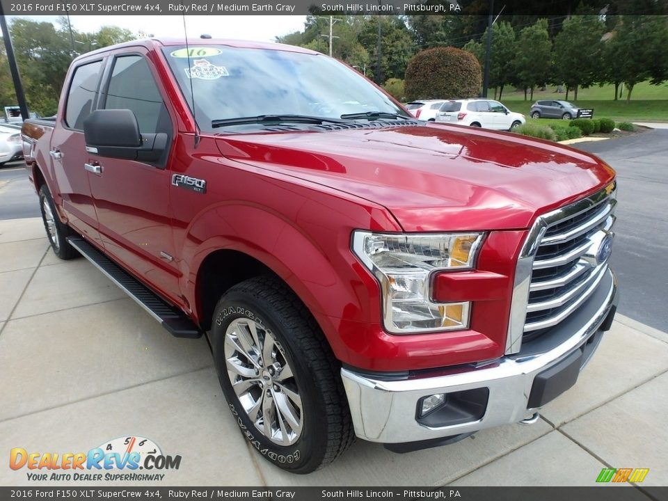 2016 Ford F150 XLT SuperCrew 4x4 Ruby Red / Medium Earth Gray Photo #7