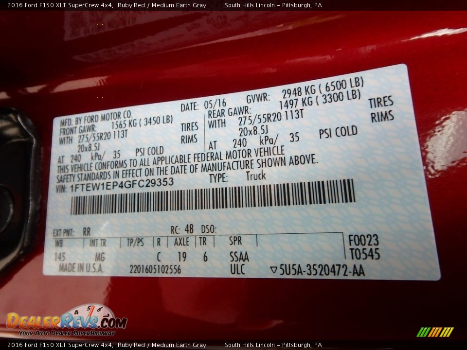 2016 Ford F150 XLT SuperCrew 4x4 Ruby Red / Medium Earth Gray Photo #23