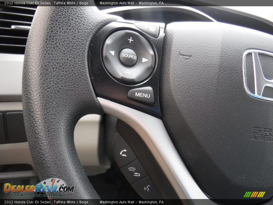 2012 Honda Civic EX Sedan Taffeta White / Beige Photo #18
