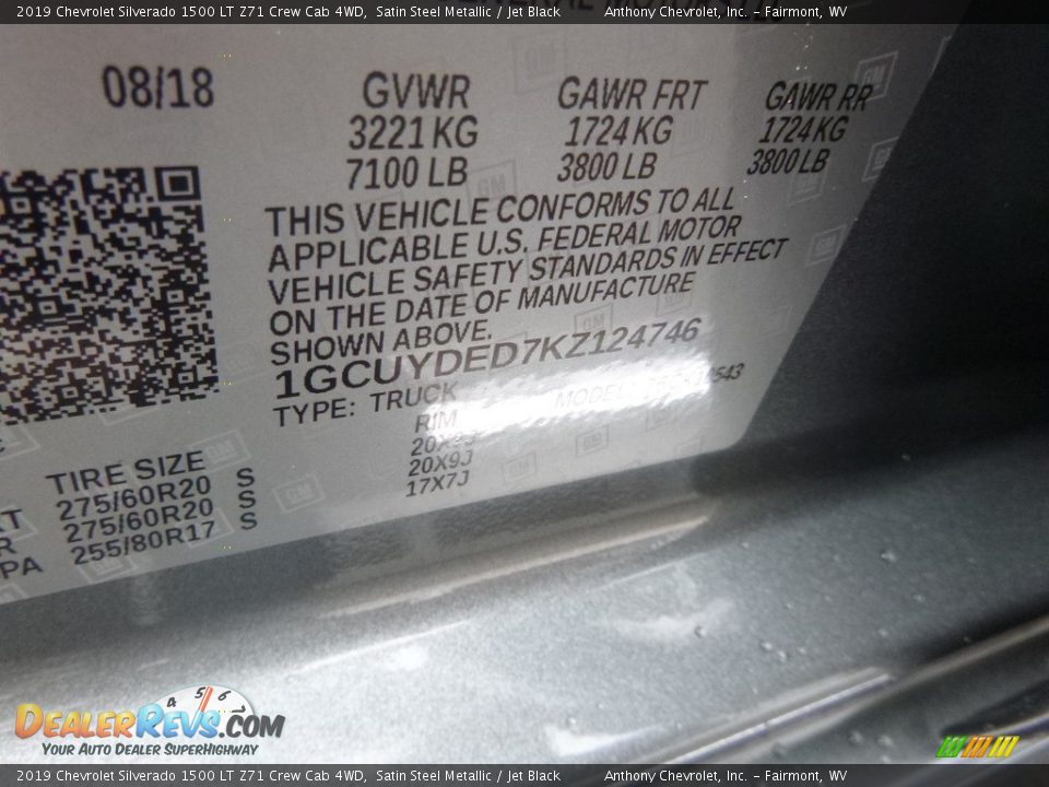 2019 Chevrolet Silverado 1500 LT Z71 Crew Cab 4WD Satin Steel Metallic / Jet Black Photo #14