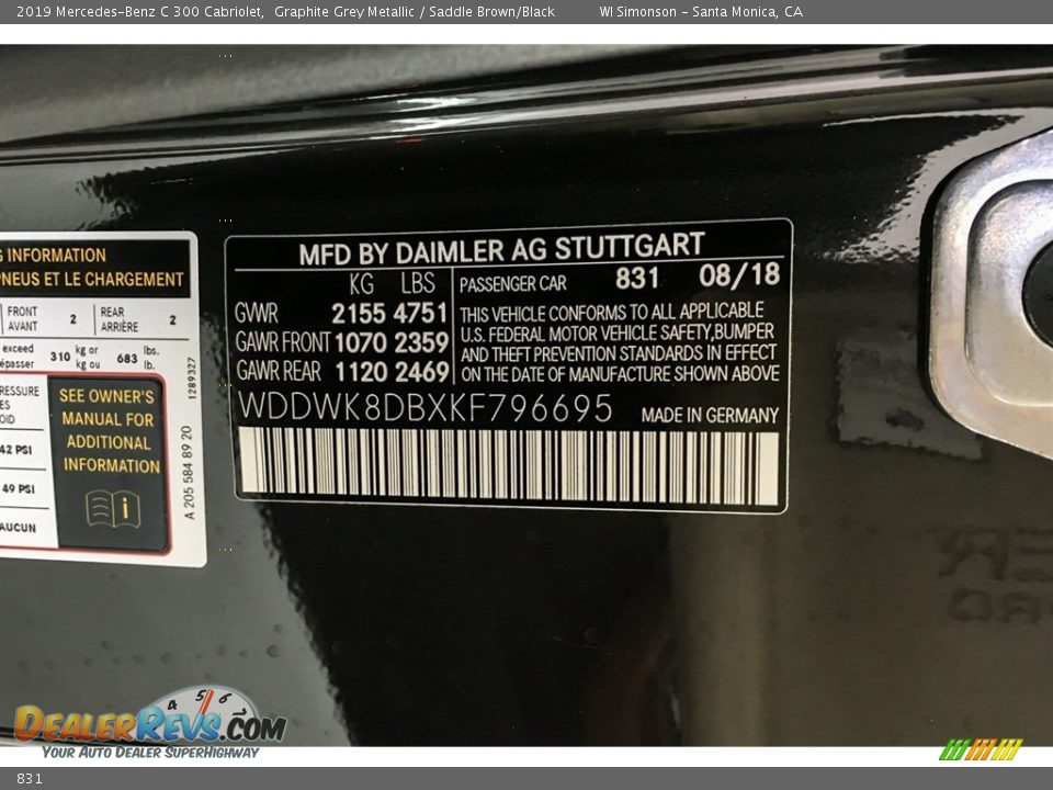 Mercedes-Benz Color Code 831 Graphite Grey Metallic