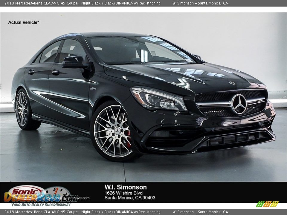 2018 Mercedes-Benz CLA AMG 45 Coupe Night Black / Black/DINAMICA w/Red stitching Photo #1