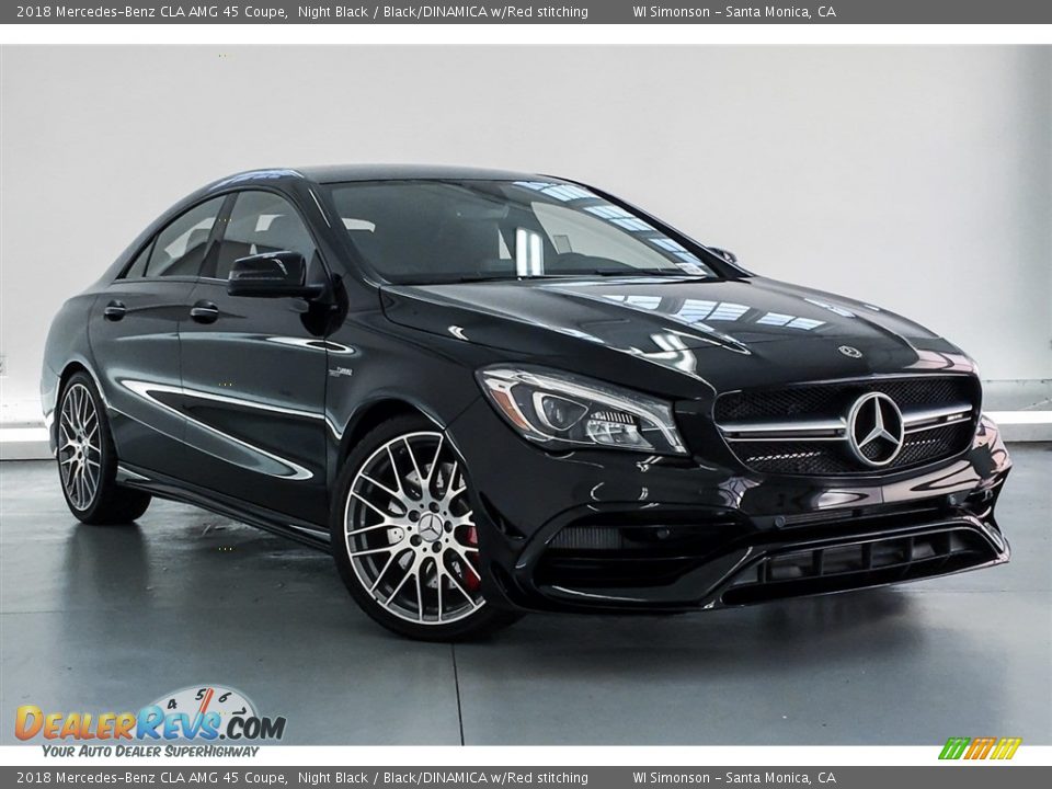 2018 Mercedes-Benz CLA AMG 45 Coupe Night Black / Black/DINAMICA w/Red stitching Photo #12