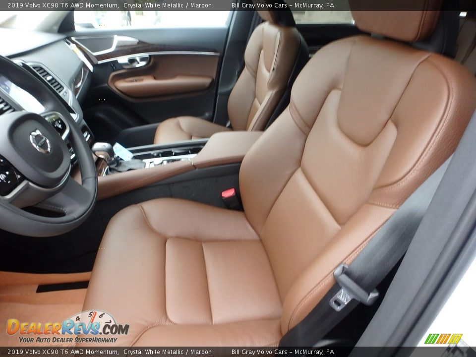 2019 Volvo XC90 T6 AWD Momentum Crystal White Metallic / Maroon Photo #7