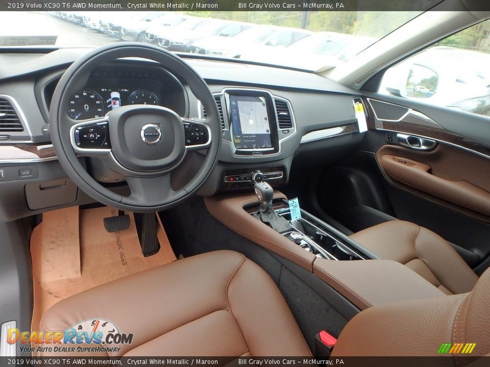 2019 Volvo XC90 T6 AWD Momentum Crystal White Metallic / Maroon Photo #10