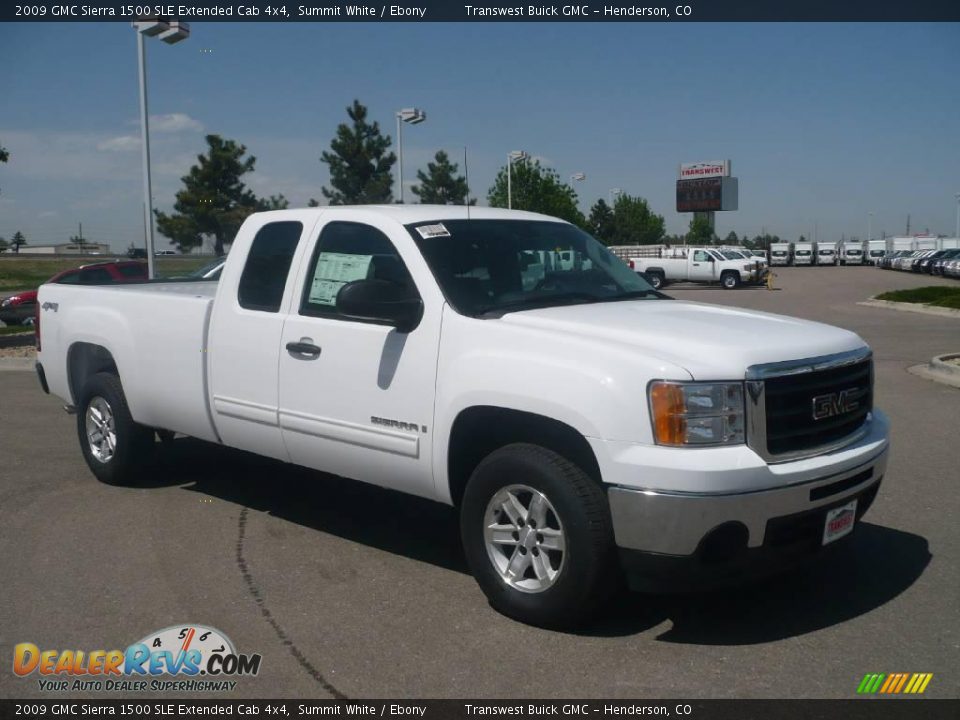 2009 GMC Sierra 1500 SLE Extended Cab 4x4 Summit White / Ebony Photo #1