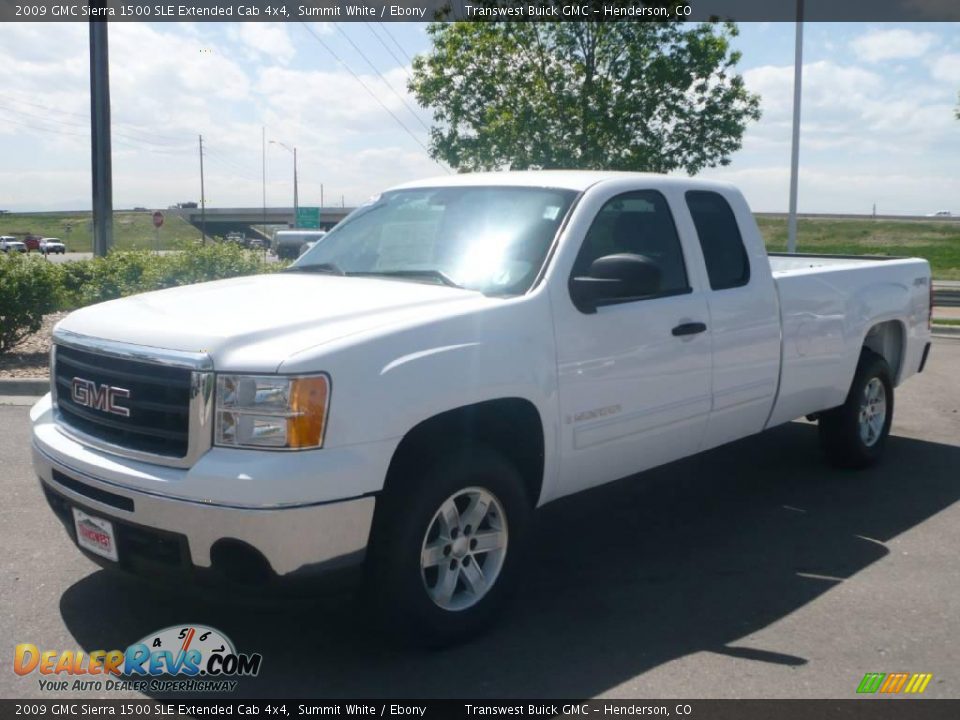 2009 GMC Sierra 1500 SLE Extended Cab 4x4 Summit White / Ebony Photo #3