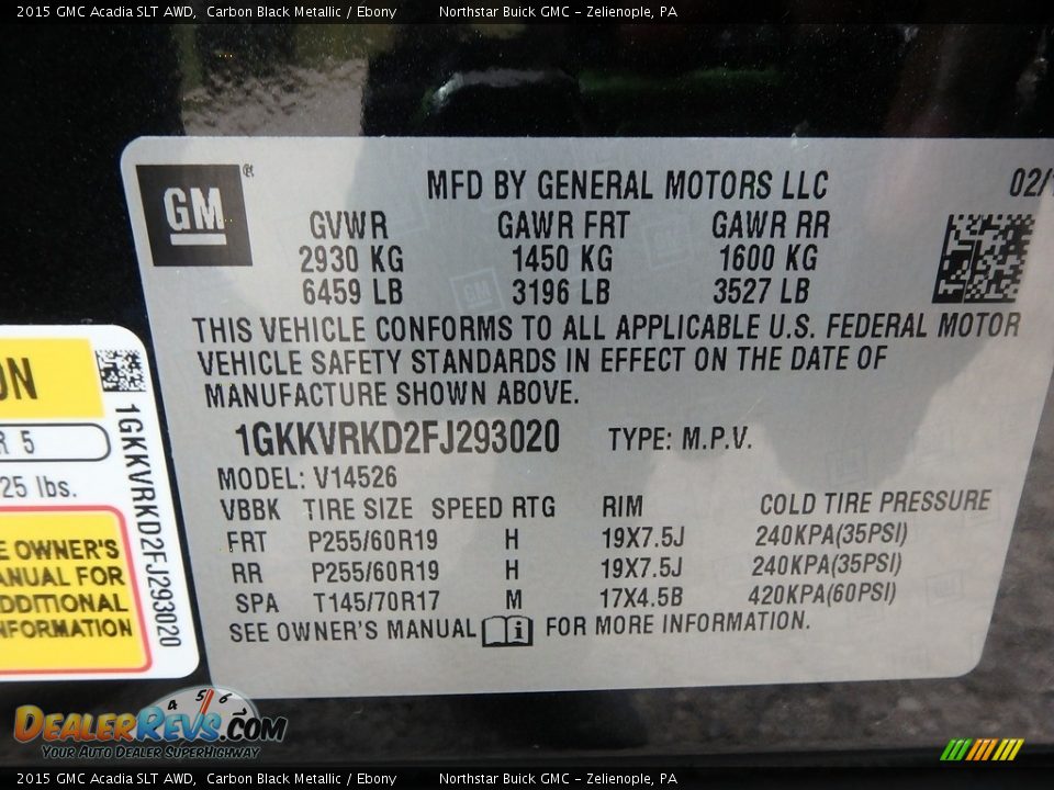 2015 GMC Acadia SLT AWD Carbon Black Metallic / Ebony Photo #21