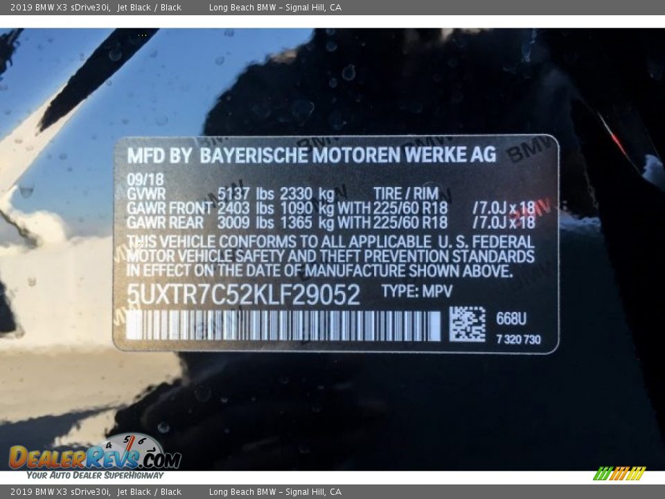 2019 BMW X3 sDrive30i Jet Black / Black Photo #11