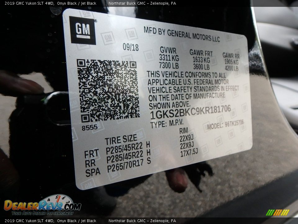 2019 GMC Yukon SLT 4WD Onyx Black / Jet Black Photo #15