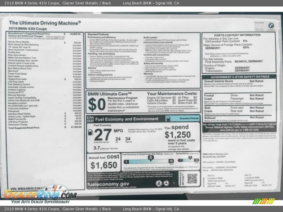 2019 BMW 4 Series 430i Coupe Glacier Silver Metallic / Black Photo #11