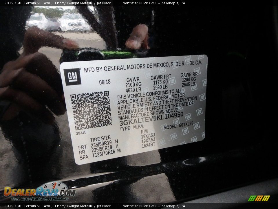 2019 GMC Terrain SLE AWD Ebony Twilight Metallic / Jet Black Photo #15