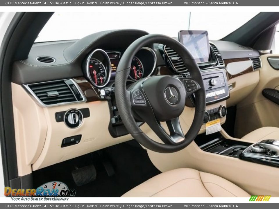 2018 Mercedes-Benz GLE 550e 4Matic Plug-In Hybrid Polar White / Ginger Beige/Espresso Brown Photo #5