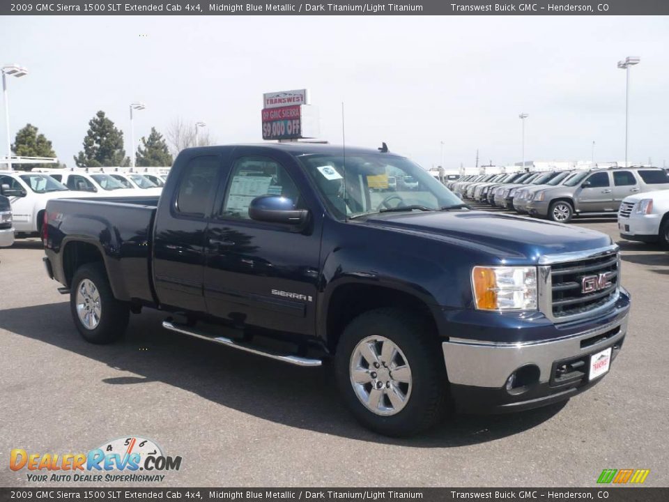 2009 GMC Sierra 1500 SLT Extended Cab 4x4 Midnight Blue Metallic / Dark Titanium/Light Titanium Photo #1