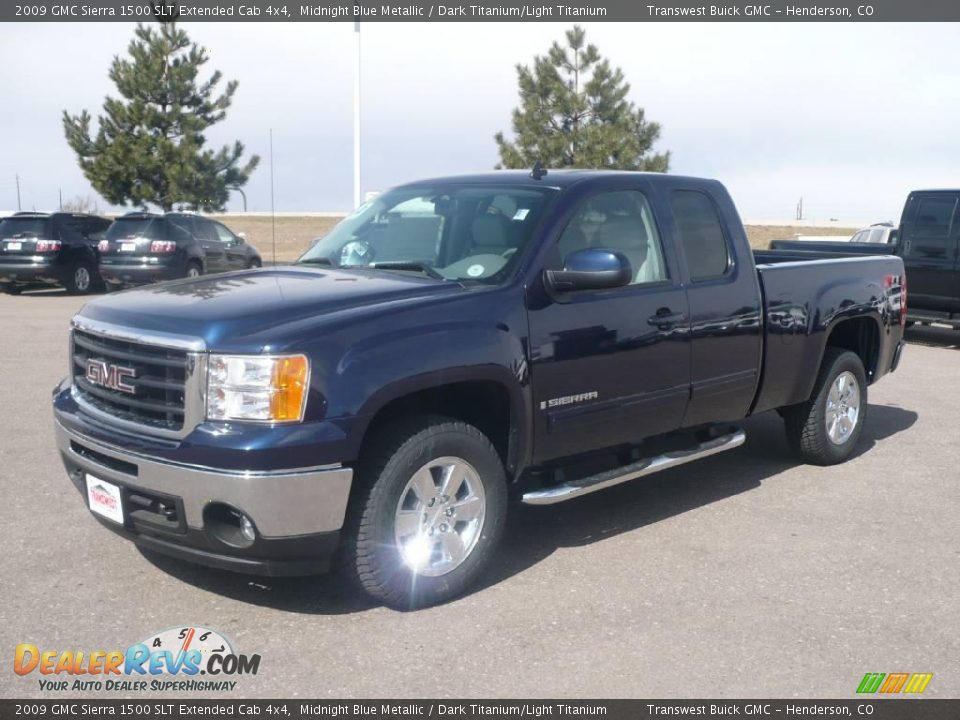 2009 GMC Sierra 1500 SLT Extended Cab 4x4 Midnight Blue Metallic / Dark Titanium/Light Titanium Photo #3