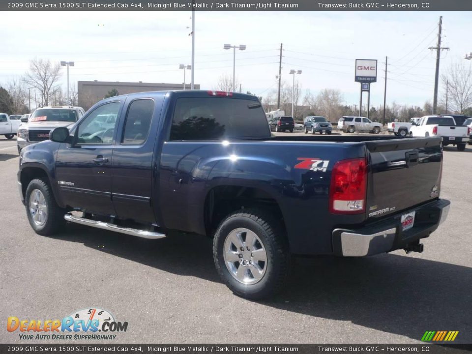 2009 GMC Sierra 1500 SLT Extended Cab 4x4 Midnight Blue Metallic / Dark Titanium/Light Titanium Photo #4