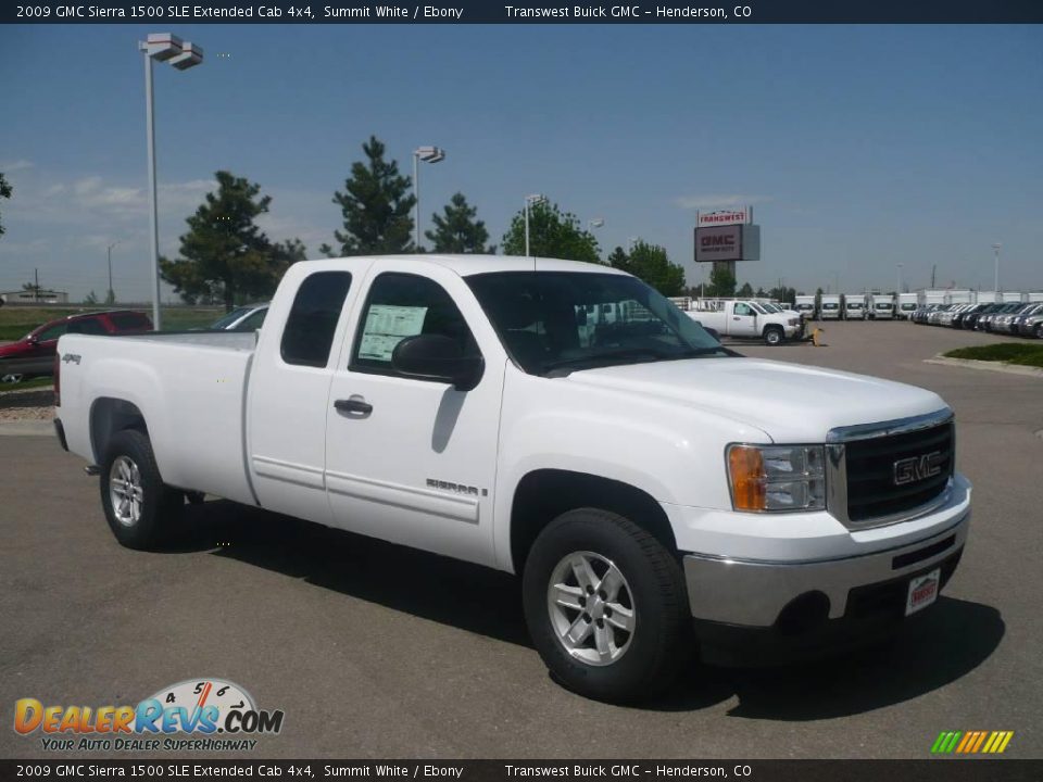 2009 GMC Sierra 1500 SLE Extended Cab 4x4 Summit White / Ebony Photo #1