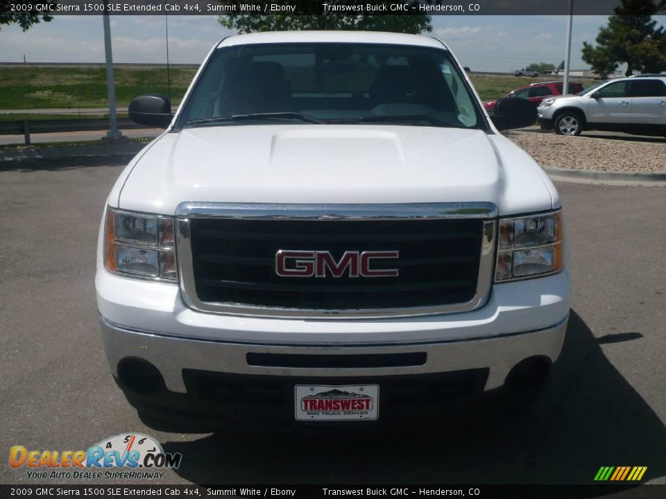 2009 GMC Sierra 1500 SLE Extended Cab 4x4 Summit White / Ebony Photo #2