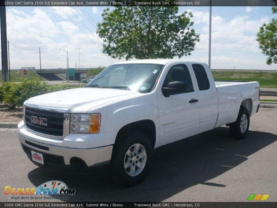 2009 GMC Sierra 1500 SLE Extended Cab 4x4 Summit White / Ebony Photo #3