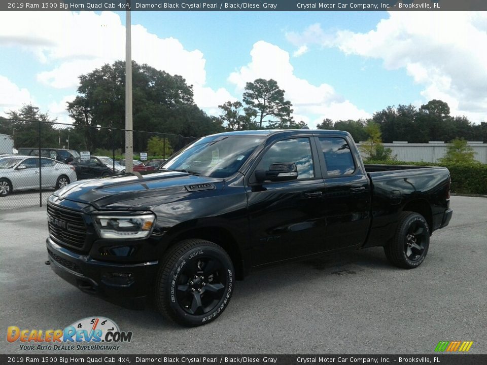 2019 Ram 1500 Big Horn Quad Cab 4x4 Diamond Black Crystal Pearl / Black/Diesel Gray Photo #1