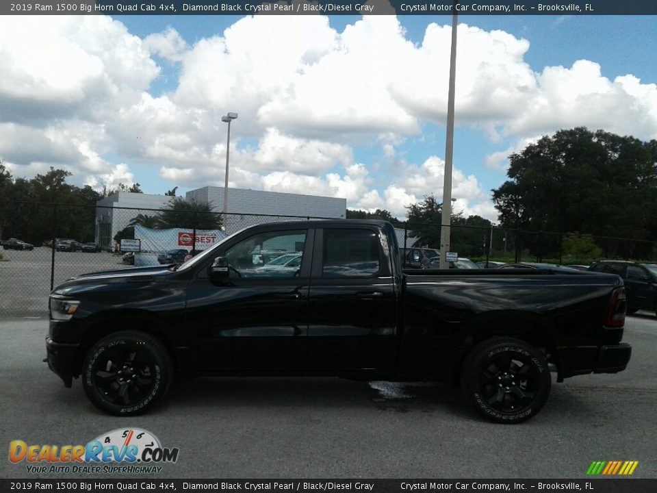 2019 Ram 1500 Big Horn Quad Cab 4x4 Diamond Black Crystal Pearl / Black/Diesel Gray Photo #2
