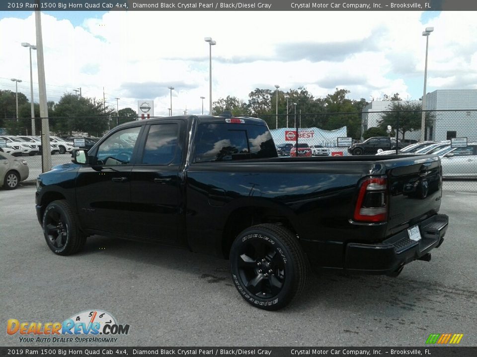 2019 Ram 1500 Big Horn Quad Cab 4x4 Diamond Black Crystal Pearl / Black/Diesel Gray Photo #3