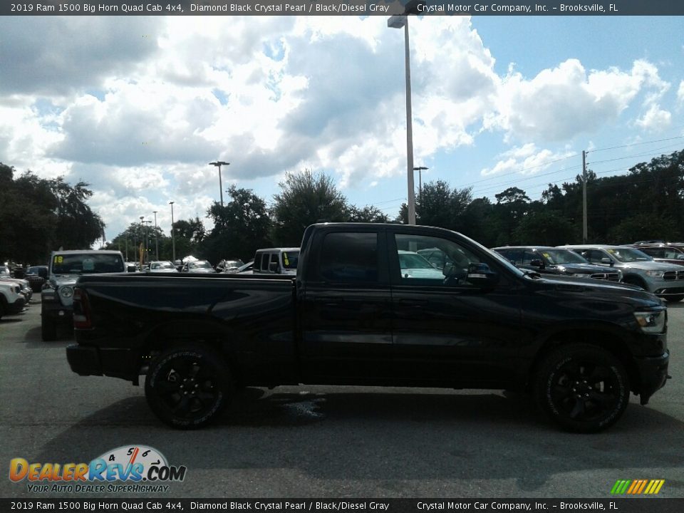 2019 Ram 1500 Big Horn Quad Cab 4x4 Diamond Black Crystal Pearl / Black/Diesel Gray Photo #6