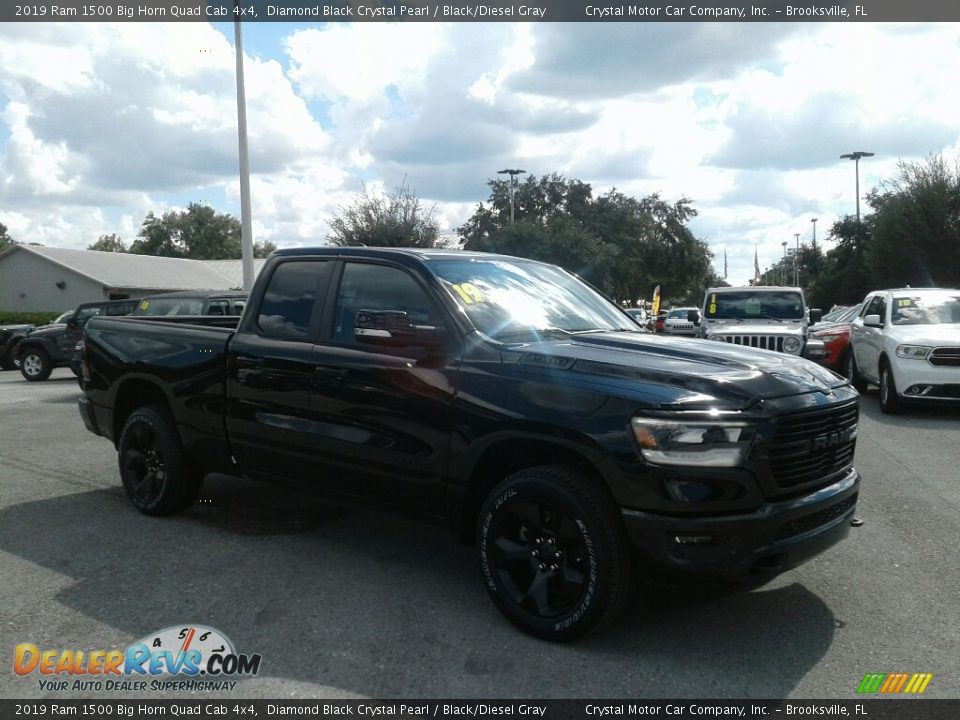 2019 Ram 1500 Big Horn Quad Cab 4x4 Diamond Black Crystal Pearl / Black/Diesel Gray Photo #7