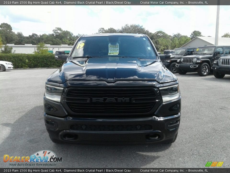2019 Ram 1500 Big Horn Quad Cab 4x4 Diamond Black Crystal Pearl / Black/Diesel Gray Photo #8