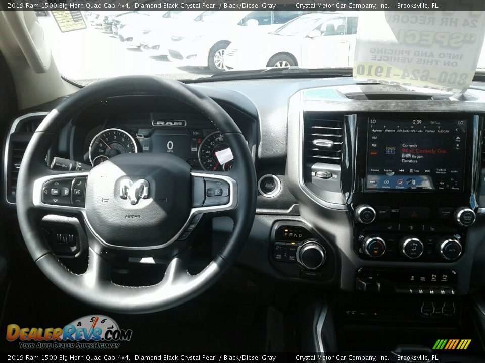 2019 Ram 1500 Big Horn Quad Cab 4x4 Diamond Black Crystal Pearl / Black/Diesel Gray Photo #13