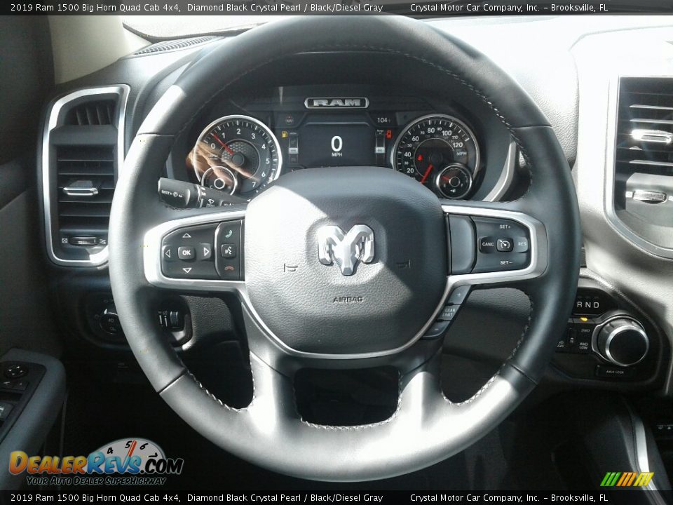 2019 Ram 1500 Big Horn Quad Cab 4x4 Diamond Black Crystal Pearl / Black/Diesel Gray Photo #14