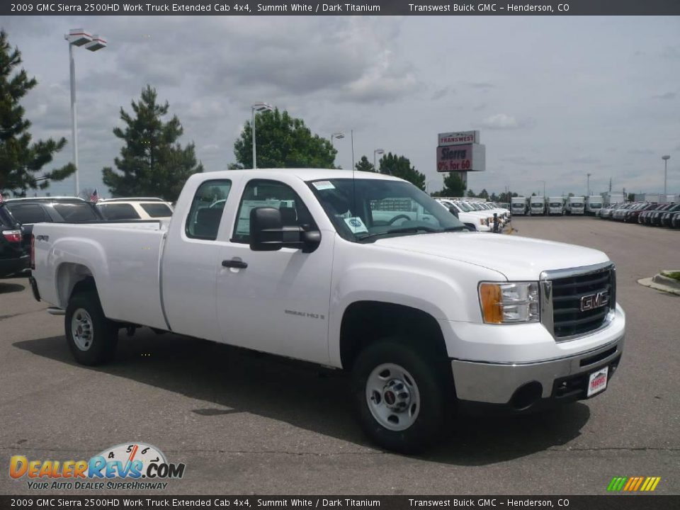 2009 GMC Sierra 2500HD Work Truck Extended Cab 4x4 Summit White / Dark Titanium Photo #1