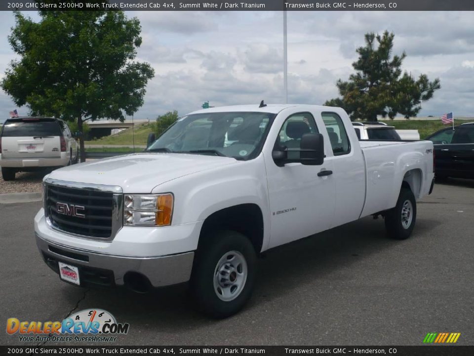 2009 GMC Sierra 2500HD Work Truck Extended Cab 4x4 Summit White / Dark Titanium Photo #3