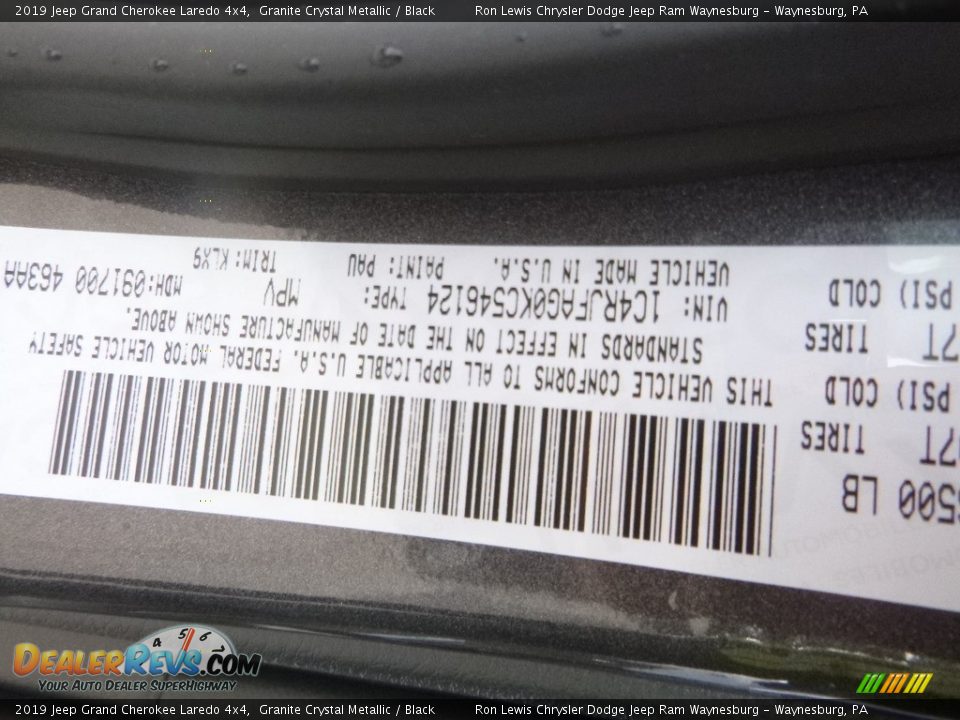 2019 Jeep Grand Cherokee Laredo 4x4 Granite Crystal Metallic / Black Photo #13