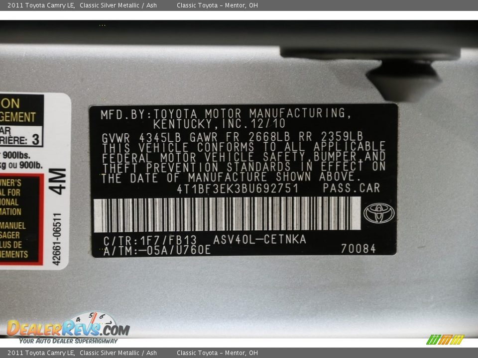 2011 Toyota Camry LE Classic Silver Metallic / Ash Photo #19