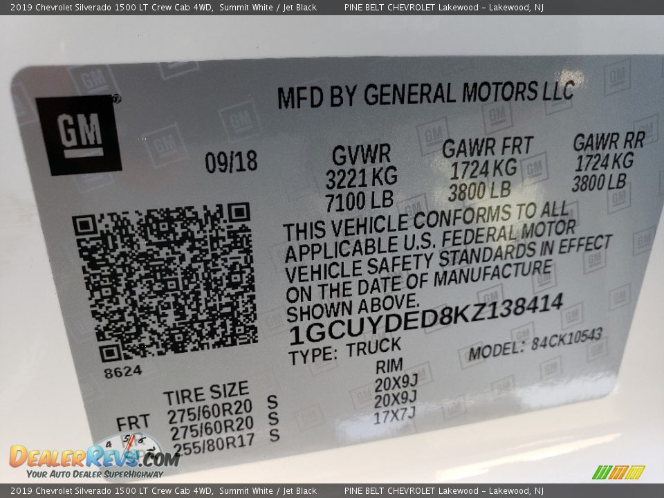 2019 Chevrolet Silverado 1500 LT Crew Cab 4WD Summit White / Jet Black Photo #9