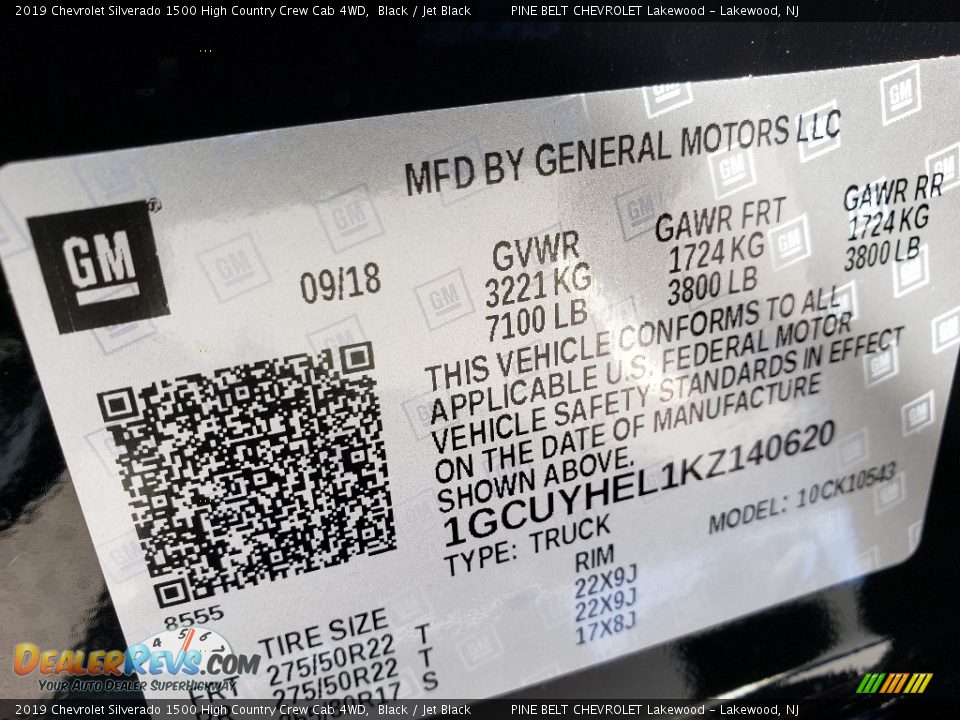 2019 Chevrolet Silverado 1500 High Country Crew Cab 4WD Black / Jet Black Photo #9