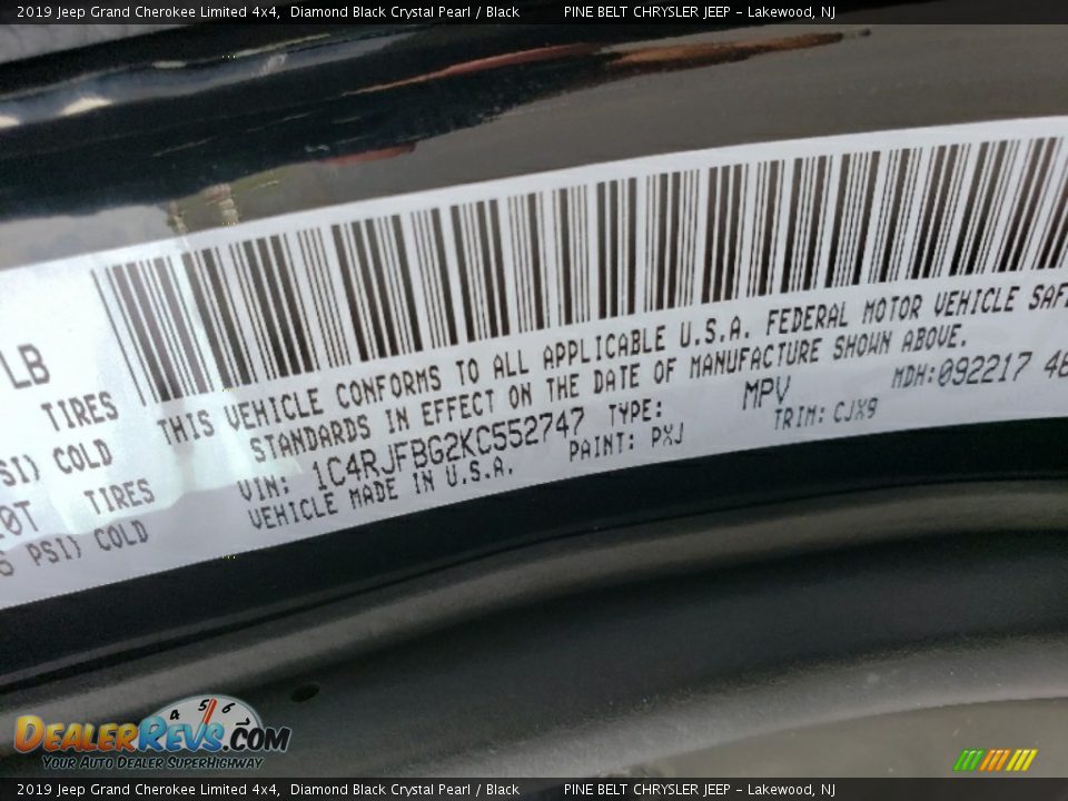 2019 Jeep Grand Cherokee Limited 4x4 Diamond Black Crystal Pearl / Black Photo #9