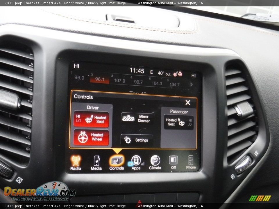 2015 Jeep Cherokee Limited 4x4 Bright White / Black/Light Frost Beige Photo #19