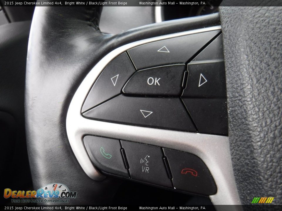 2015 Jeep Cherokee Limited 4x4 Bright White / Black/Light Frost Beige Photo #23